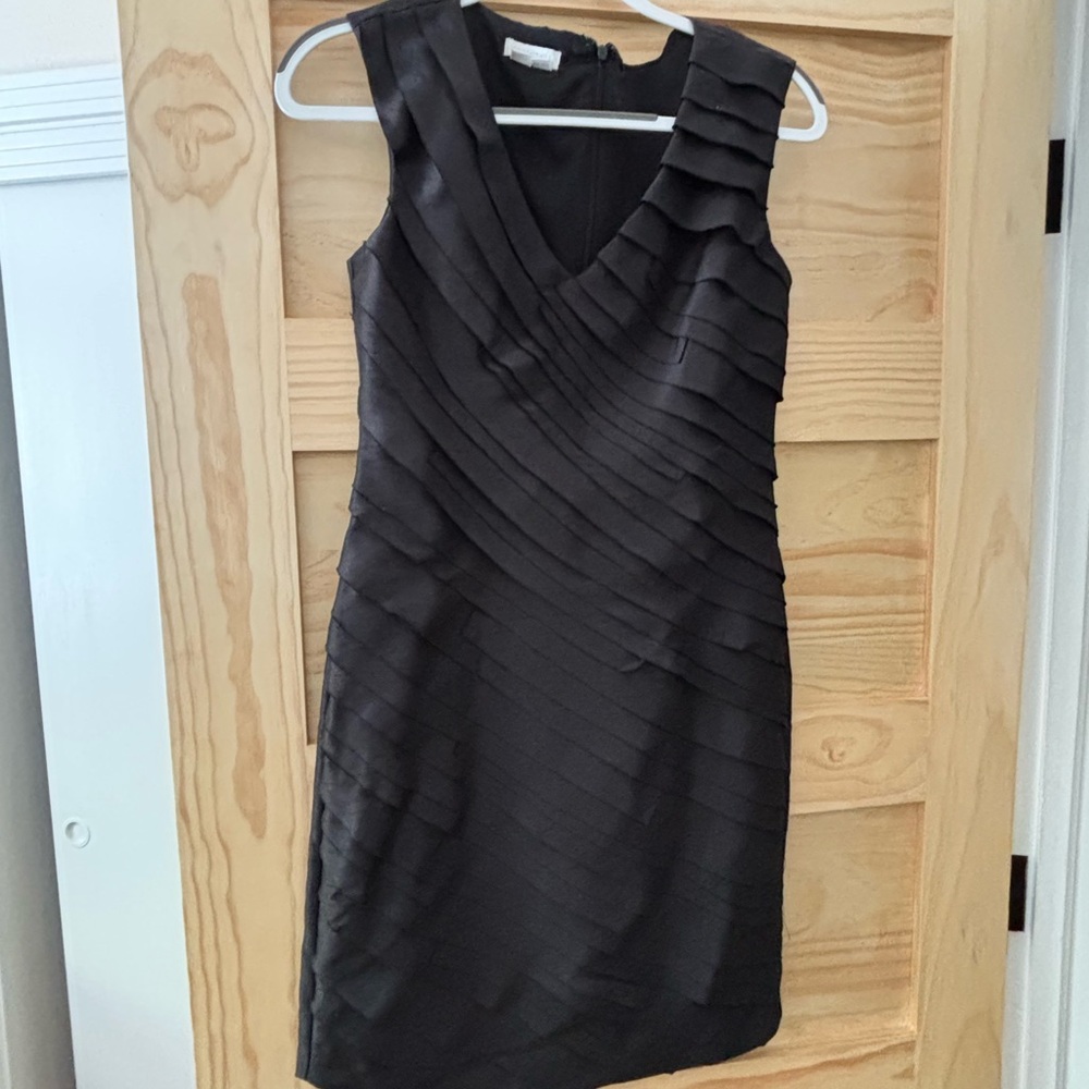 London Times Black Textured Mini Dress
